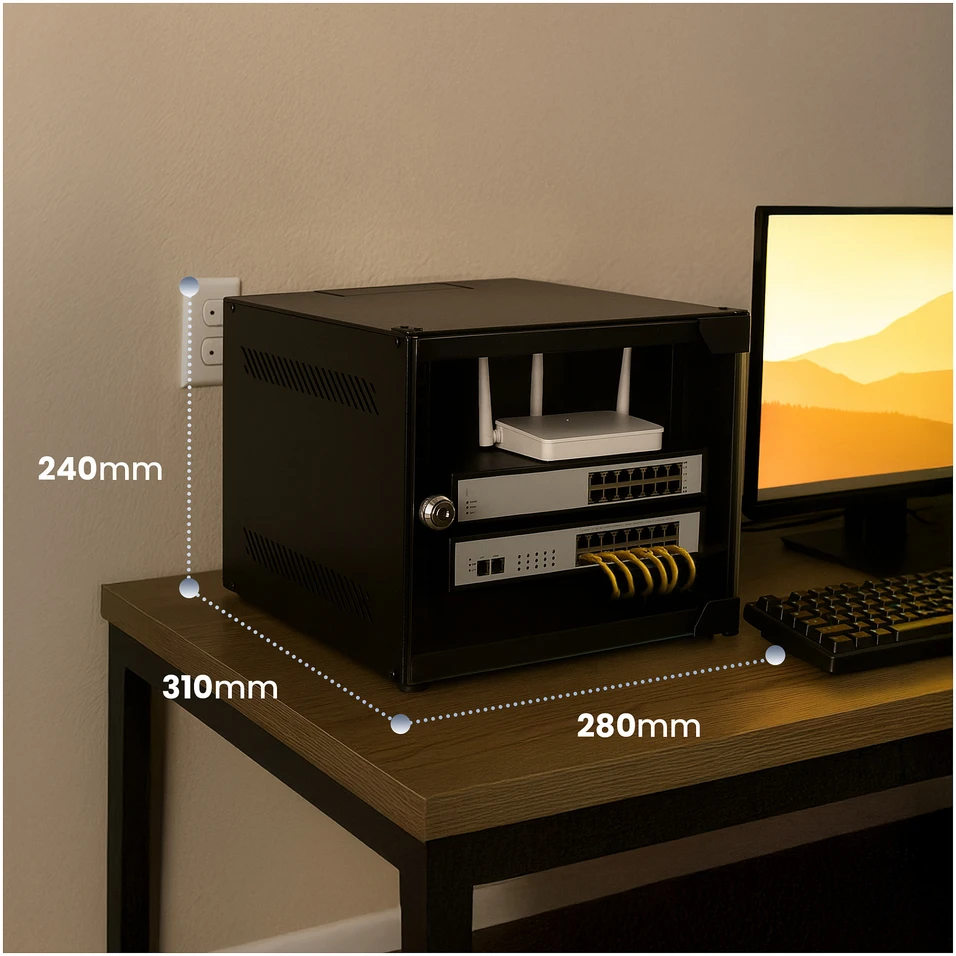 „Extralink Lite“ 4U 10" 280X310 prie sienos montuojama spintelė, juoda