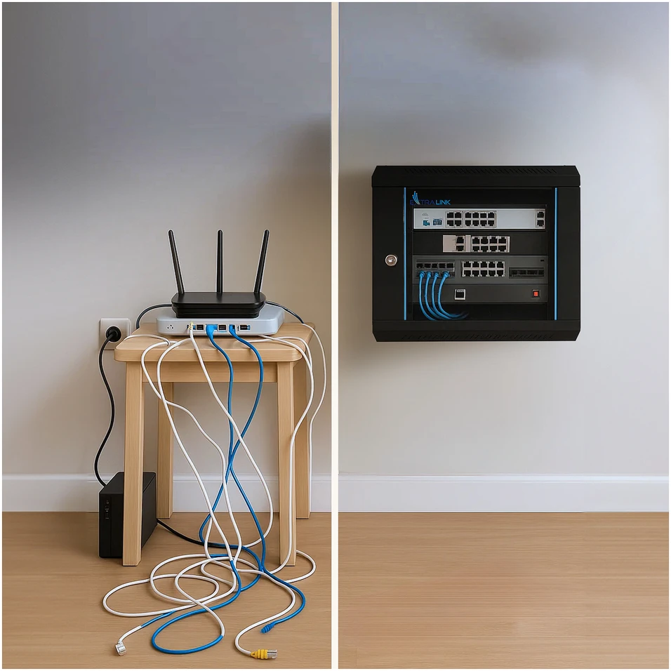 „Extralink Lite“ 6U 530X400 prie sienos montuojama spintelė, juoda