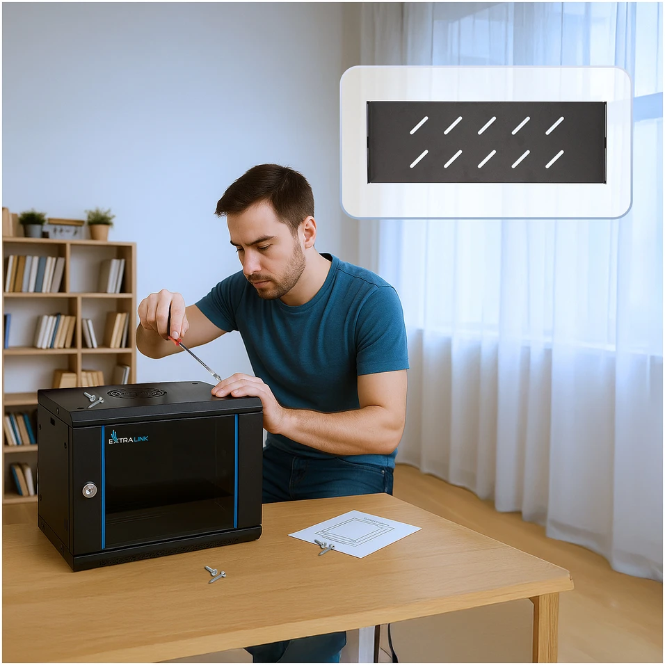 „Extralink Lite“ 6U 530X400 prie sienos montuojama spintelė, juoda