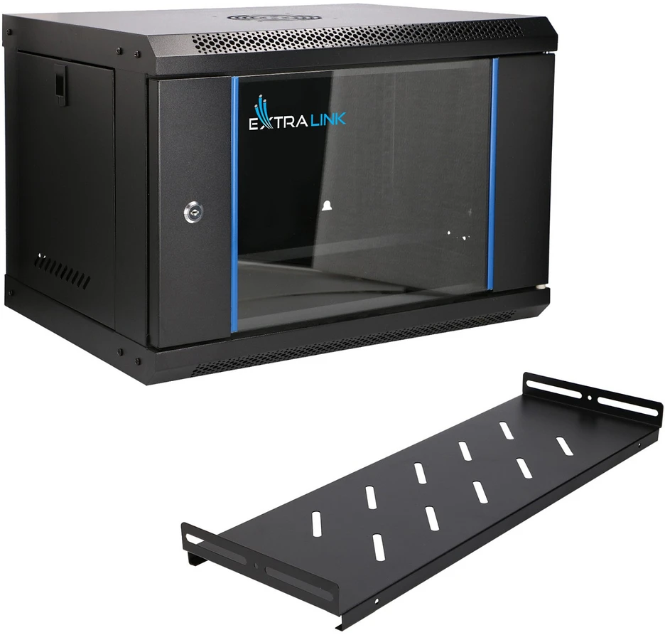 „Extralink Lite“ 6U 530X400 prie sienos montuojama spintelė, juoda