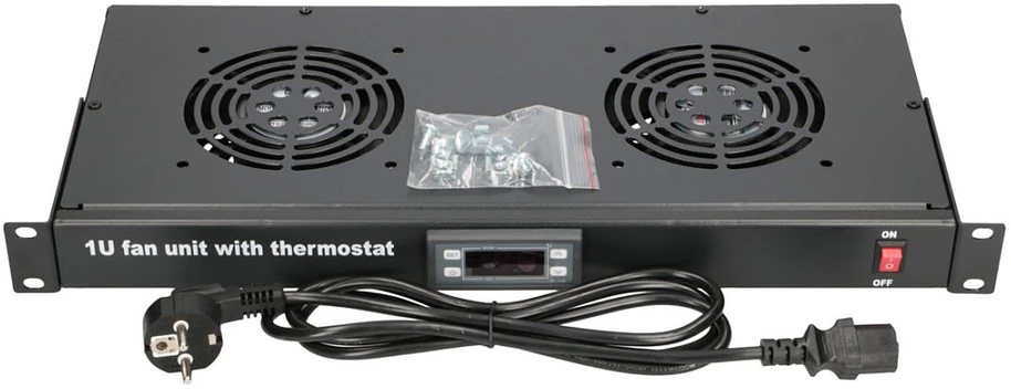 Extralink | Ventiliatoriaus skydelis | 19", 2 ventiliatoriai, su termostatu