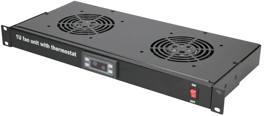 Extralink | Ventiliatoriaus skydelis | 19", 2 ventiliatoriai, su termostatu
