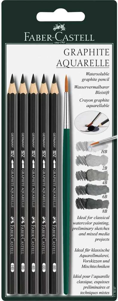Akvareliniai pieštukai Faber-Castell Aquarelle, 5vnt + teptukas