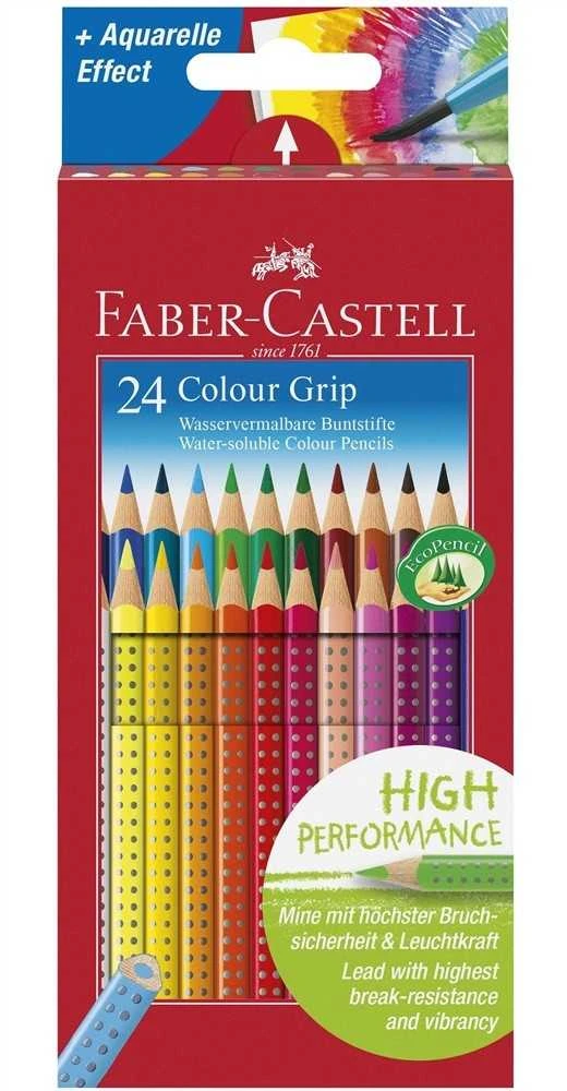 Akvareliniai pieštukai Faber-Castell Grip 2001, tribriauniai, 24 spalvos
