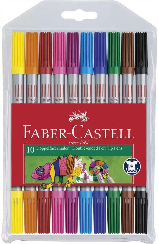 Flomasteriai Faber-Castell, dvipusiai, 10 spalvų