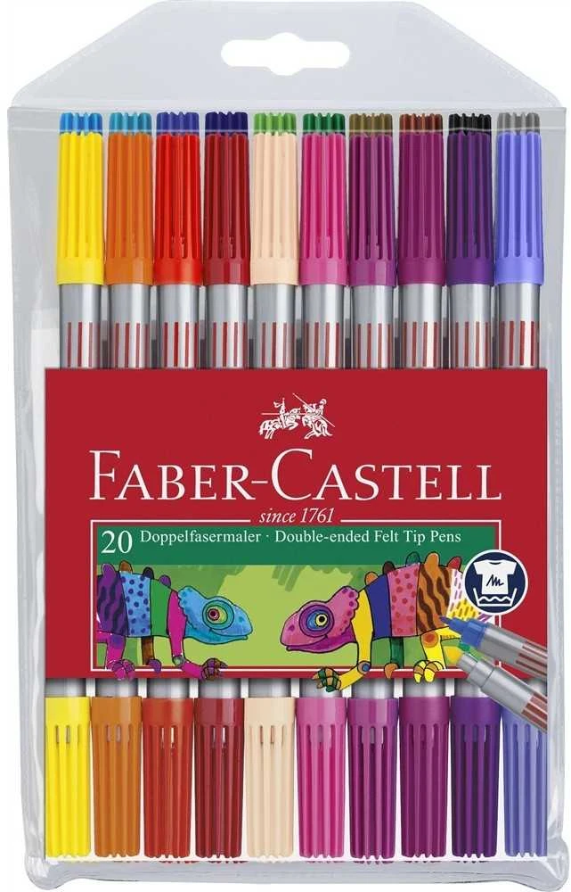 Flomasteriai Faber-Castell, dvipusiai, 20 spalvų
