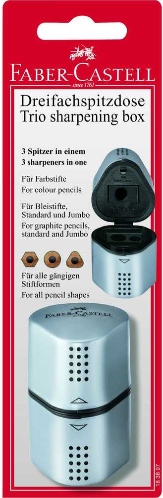 Faber-Castell Grip 2001 Trio galąstuvas – sidabras (183897 FC)