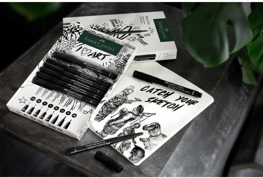 Faber-Castell Rašiklių rinkinys Faber Castel Pitt Artist Pen + eskizų bloknotas