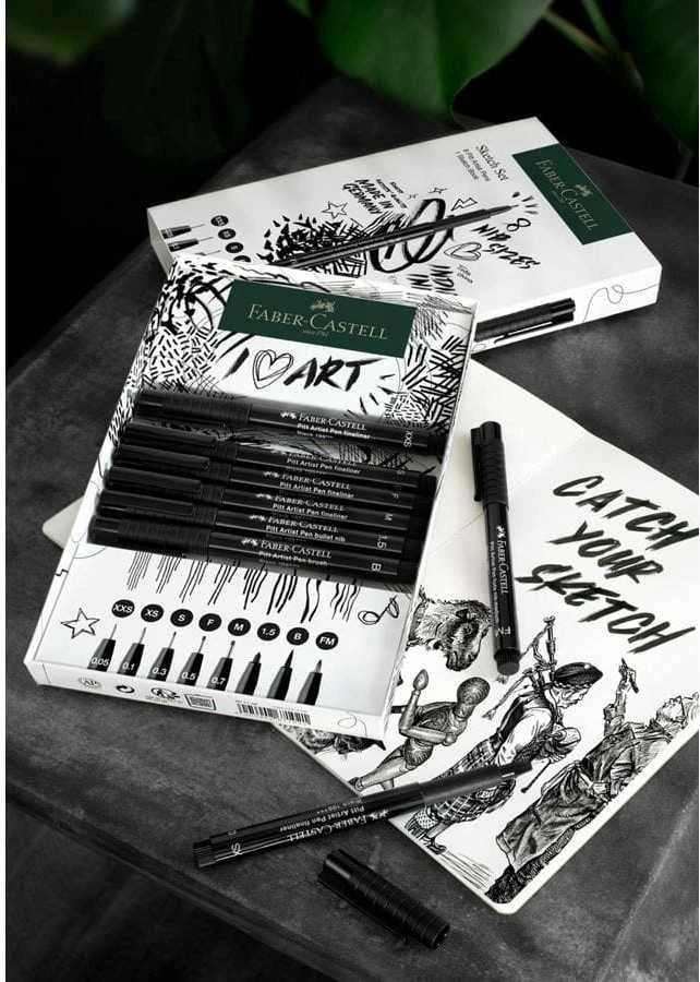 Faber-Castell Rašiklių rinkinys Faber Castel Pitt Artist Pen + eskizų bloknotas
