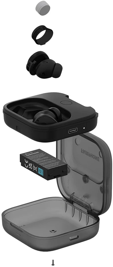 Ausinės Fairphone Fairbuds true belaidės Earbuds V2 bluetooth belaidės juodas