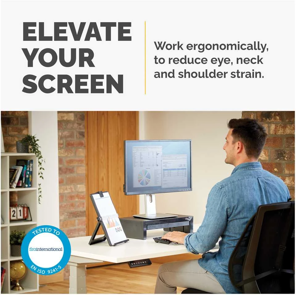 Laikiklis Fellowes | Designer Suites Monitorius Riser | Height adjustment | Juodas