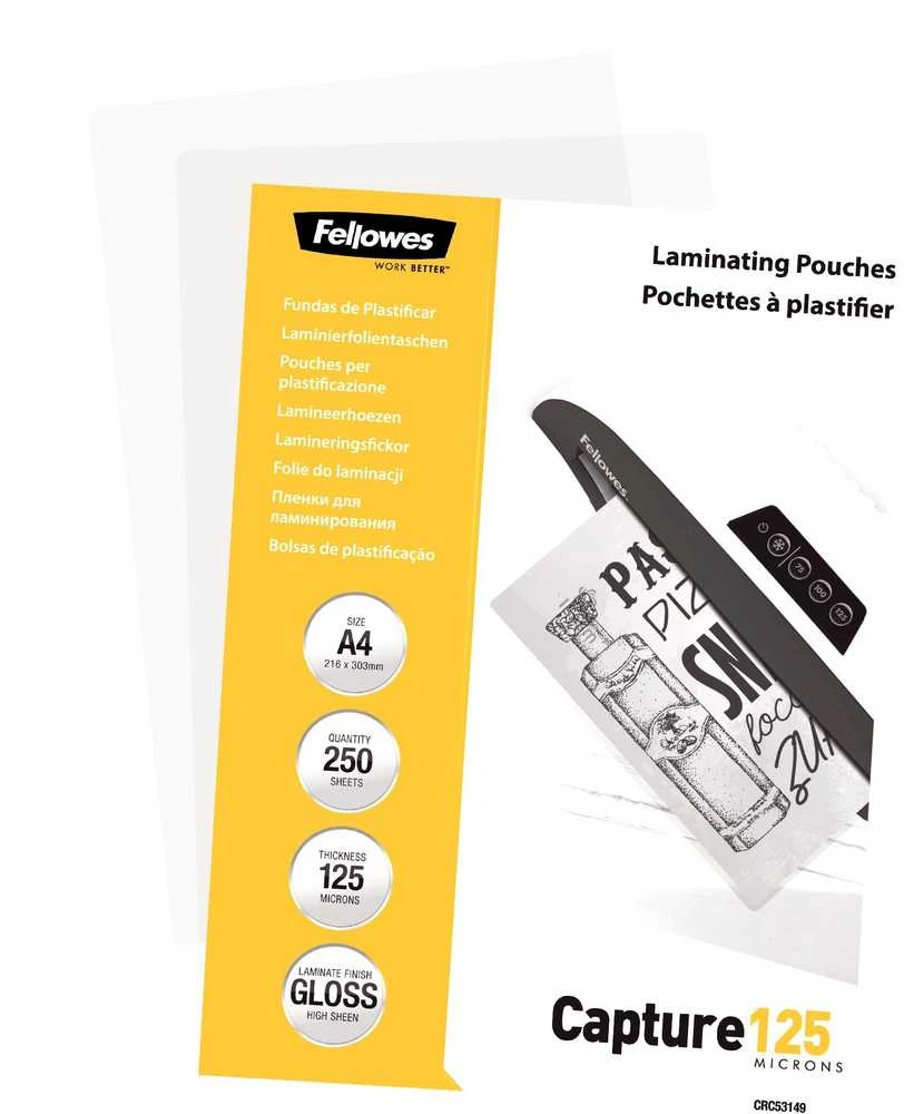 Fellowes Fellowes A4 blizgus 125 mikronų laminavimo maišelis 250 vertės pakuotė – 5314903