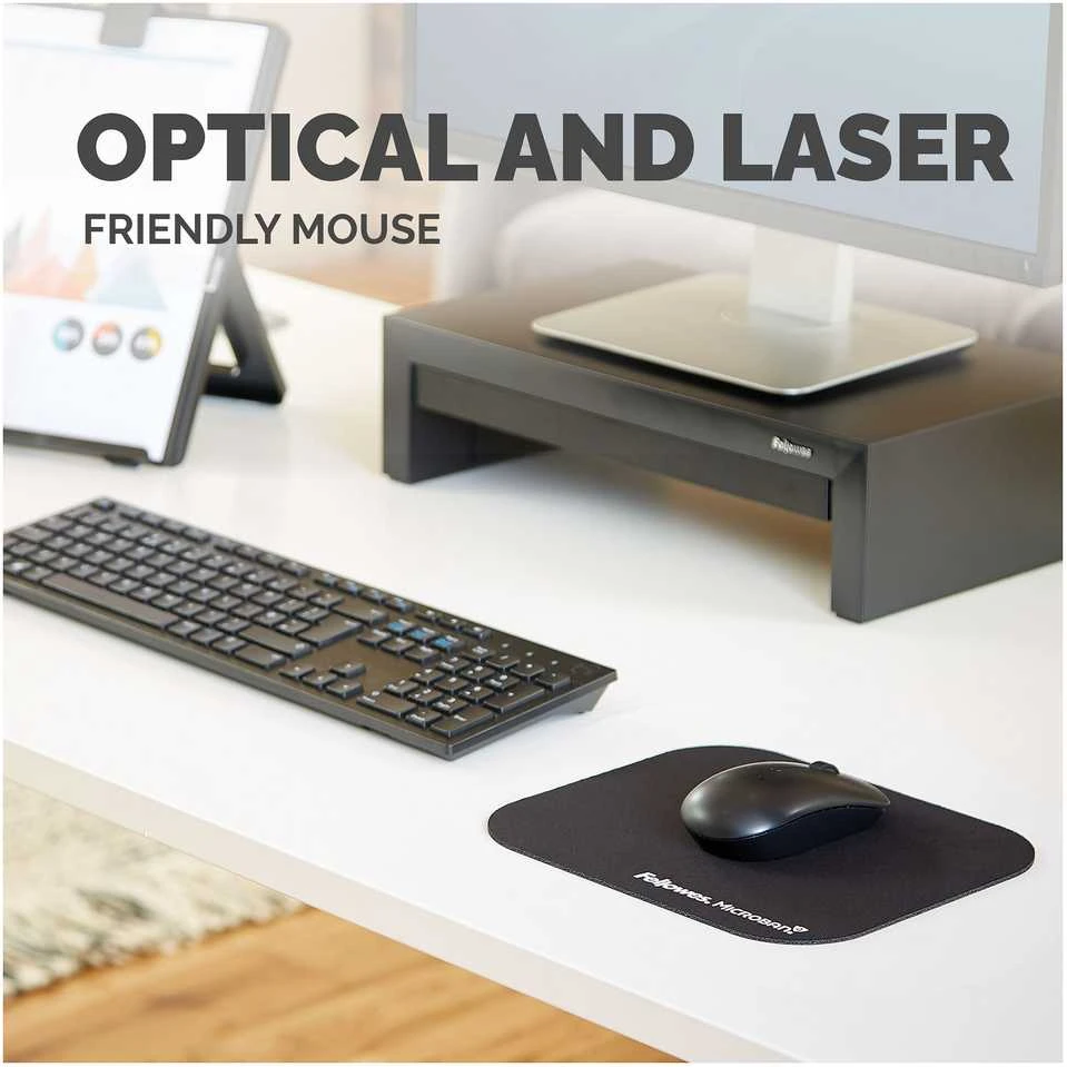 Fellowes Microban pelės kilimėlis, 264 mm x 280 mm x 3 mm, juodos spalvos