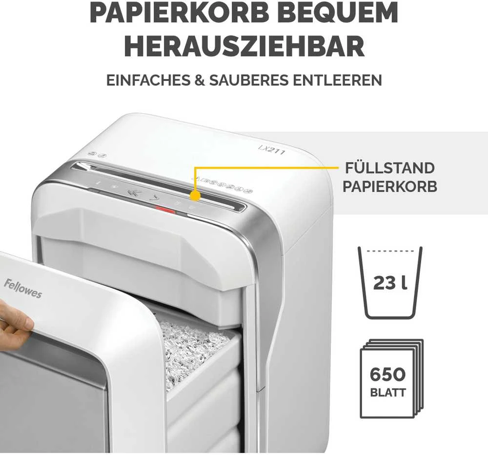 Fellowes MicroShred LX211 Popieriaus smulkinimas, Kreditinių kortelių smulkinimas, Tradicinis