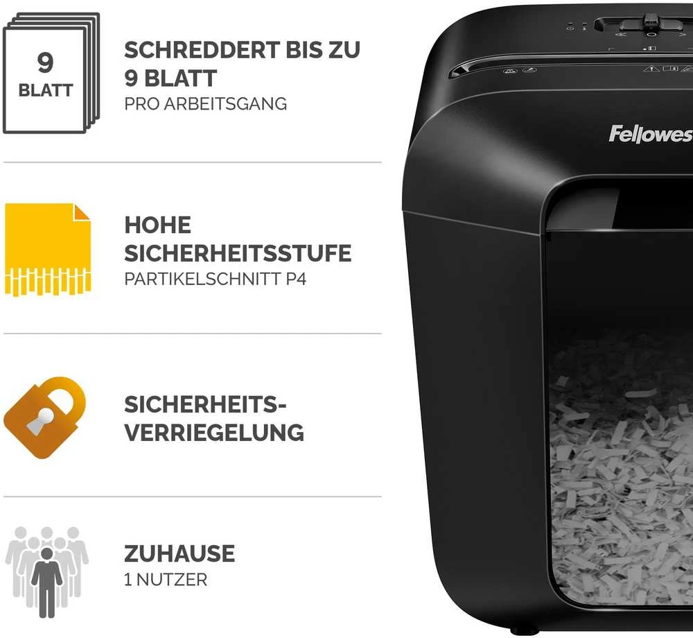Fellowes Powershred | LX50 | Juodas | 17 L | Kreditinių kortelių smulkinimas | Popieriaus apdorojimo standartas / išvestis 9 lapai per eigą | Skersinis smulkintuvas | Garantija 24 mėn.