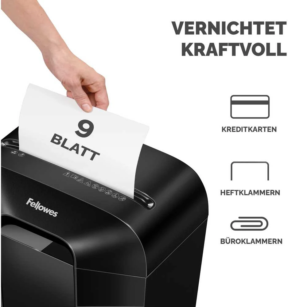 Fellowes Powershred | LX50 | Juodas | 17 L | Kreditinių kortelių smulkinimas | Popieriaus apdorojimo standartas / išvestis 9 lapai per eigą | Skersinis smulkintuvas | Garantija 24 mėn.