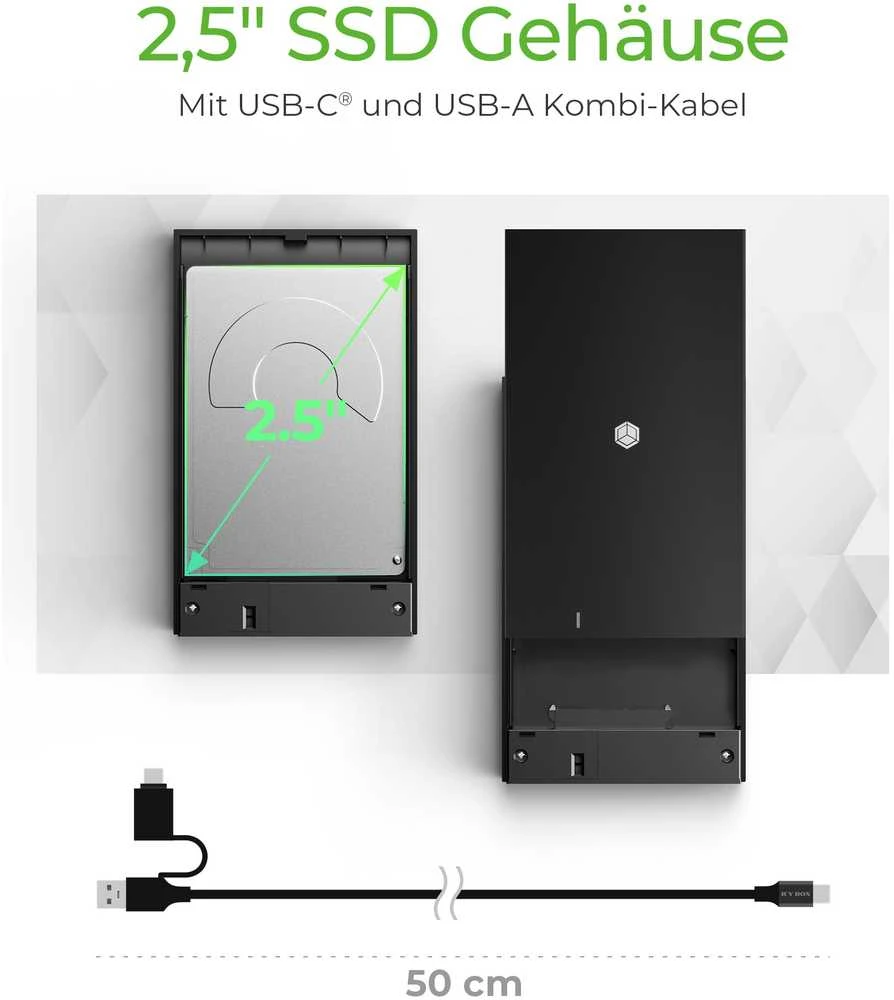 RaidSonic ICY BOX IB-200T-C3 Išorinis 2,5" HDD/SSD dėklas SATA USB 3.2 Gen 1