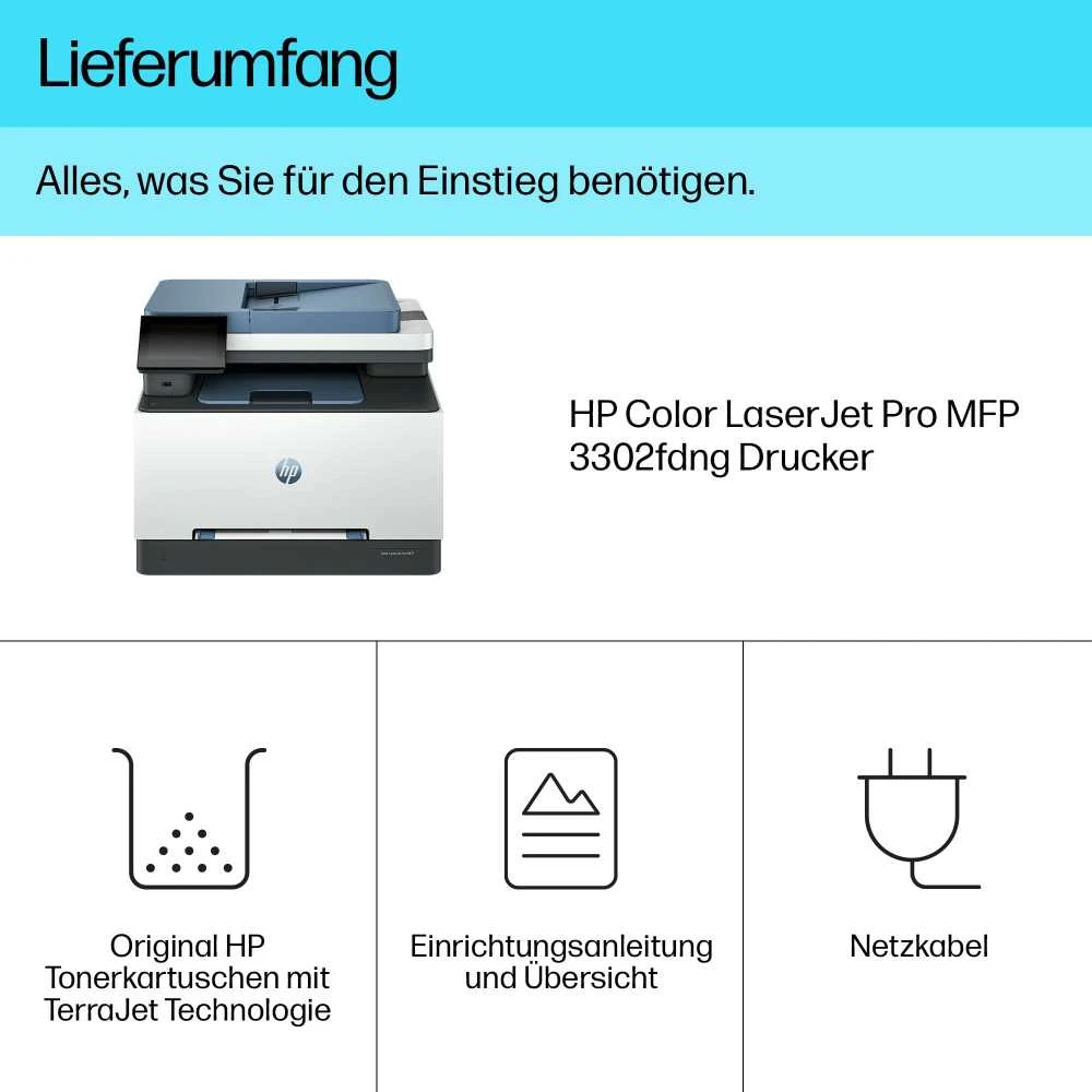 Daugiakampis spausdintuvas - HP Color LaserJet Pro MFP 3302fdng, greitas spalvotas spausdinimas, nuskaitymas, kopijavimas, faksavimas, kompaktiškas