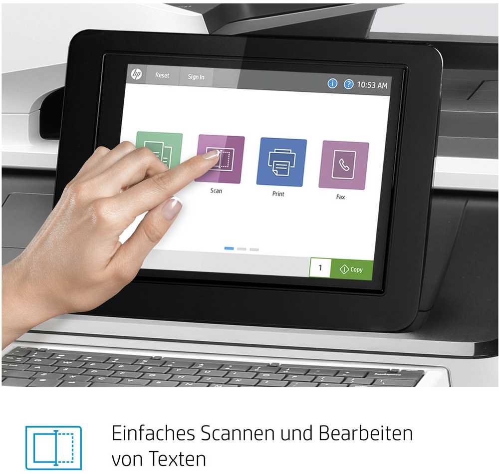 Hewlett Packard (HP) HP Color LaserJet Enterprise Flow MFP M776z AIO All-in-One Spausdintuvas - A3 Color lazerinis, Spausdinti/Kopijuoti/Dual-Side Scan/Faksas, Automatinis dokumentų tiektuvas, Auto-Duplex, LAN, WiFi, 46ppm, 200000 puslapių per mėnesį (pakeičia M775z)
