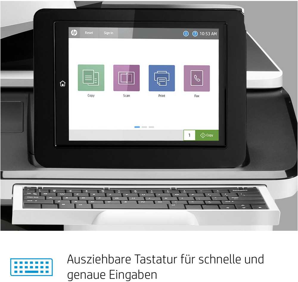 Hewlett Packard (HP) HP Color LaserJet Enterprise Flow MFP M776z AIO All-in-One Spausdintuvas - A3 Color lazerinis, Spausdinti/Kopijuoti/Dual-Side Scan/Faksas, Automatinis dokumentų tiektuvas, Auto-Duplex, LAN, WiFi, 46ppm, 200000 puslapių per mėnesį (pakeičia M775z)