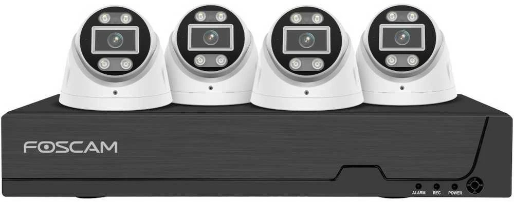 Foscam FN9108E-T4-2T Video-Überwachungssystem Weiß 4x 3K PoE Dome Kamera, 1x 8-Kanal NVR