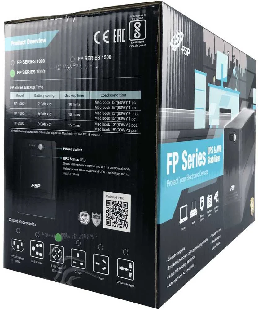 Fortron FSP | FP 1500 | 1500VA | 110/120 VAC arba 220/230/240 VAC | 290V