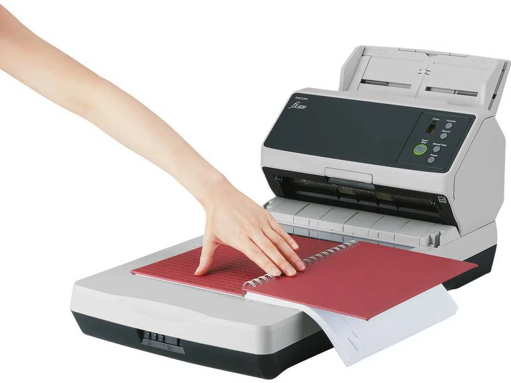 Fujitsu Ricoh fi-8250 Skeneris A4 spalvos, 50 ppm, 600x600 DPI, dvipusis ADF/plokštasis, USB Ethernet LAN