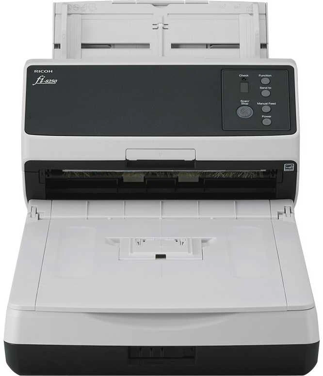 Fujitsu Ricoh fi-8250 Skeneris A4 spalvos, 50 ppm, 600x600 DPI, dvipusis ADF/plokštasis, USB Ethernet LAN
