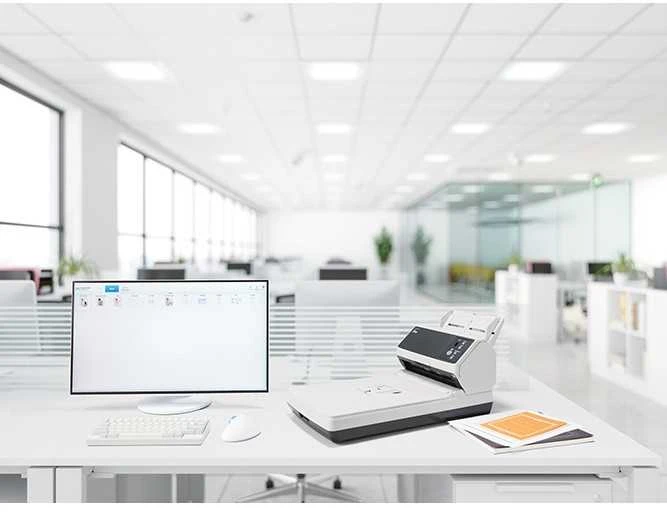 Fujitsu Ricoh fi-8250 Skeneris A4 spalvos, 50 ppm, 600x600 DPI, dvipusis ADF/plokštasis, USB Ethernet LAN