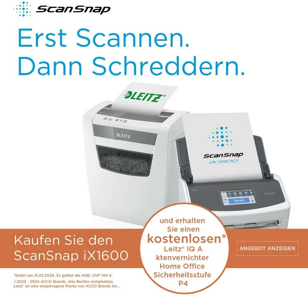 Skeneris FUJITSU ScanSnap iX1600 40ppm/80ipm A4 Duplex