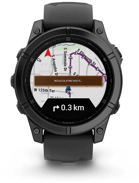 Išmanusis laikrodis Garmin Fenix E, 47 mm, AMOLED, Pilkai melsvos spalvos plienas, Juodo silikono dirželis