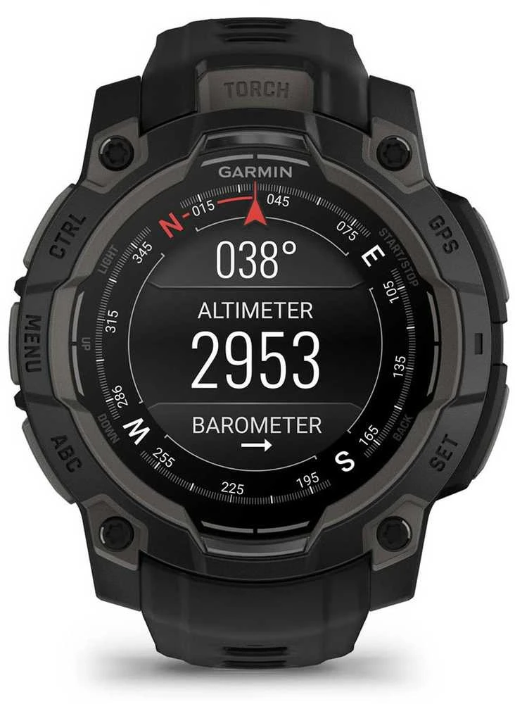 Išmanusis laikrodis Garmin Instinct 3 – 45 mm, AMOLED Juodas su juodu dirželiu