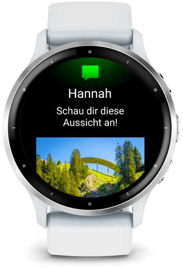 Išmanusis laikrodis Garmin Venu® 3, 45 mm, Sidabro spalvos nerūdijančiojo plieno apvadas su baltojo akmens korpusu ir silikoniniu dirželiu