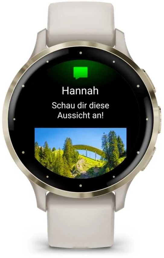 Išmanusis laikrodis Garmin Venu® 3S, Šviesaus aukso spalvos nerūdijančiojo plieno apvadas su dramblio kaulo spalvos korpusu ir silikoniniu dirželiu