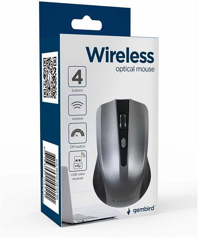 Gembird | Pelė | MUSW-4B-04-BG | Standard | Wireless | Juodas/ Kosminė pilka