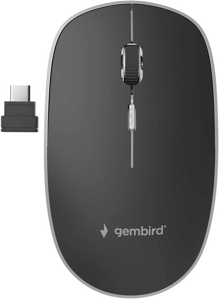 GEMBIRD MUSW-4BSC-01 Silent Optinė belaidė pelė juodas Type-C imtuvas