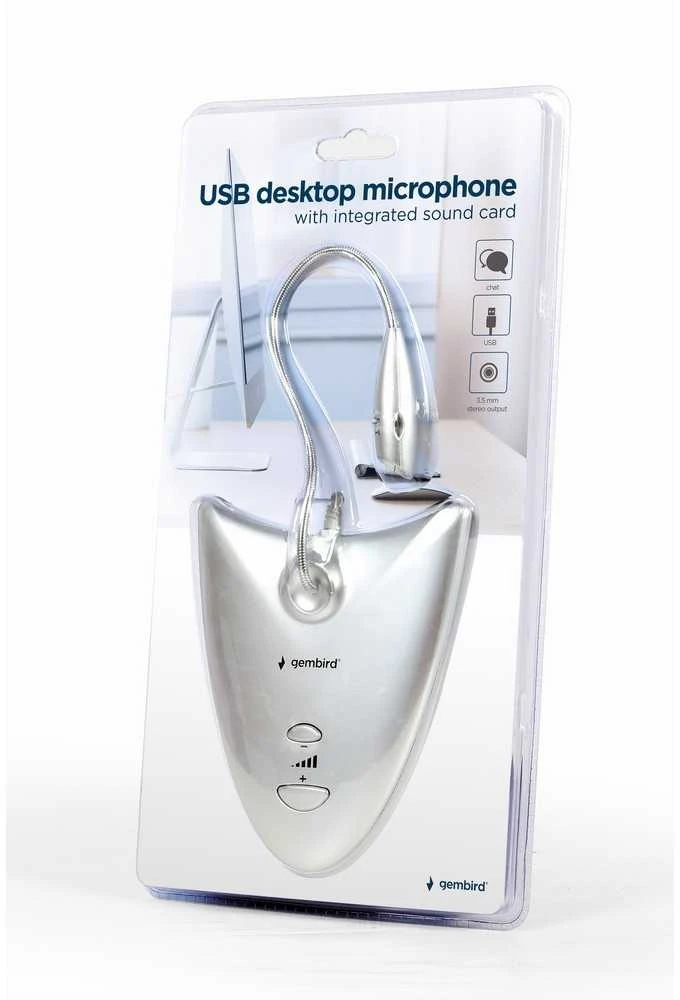 „Gembird MIC-DU-01“ USB stalinis mikrofonas su integruota garso plokšte