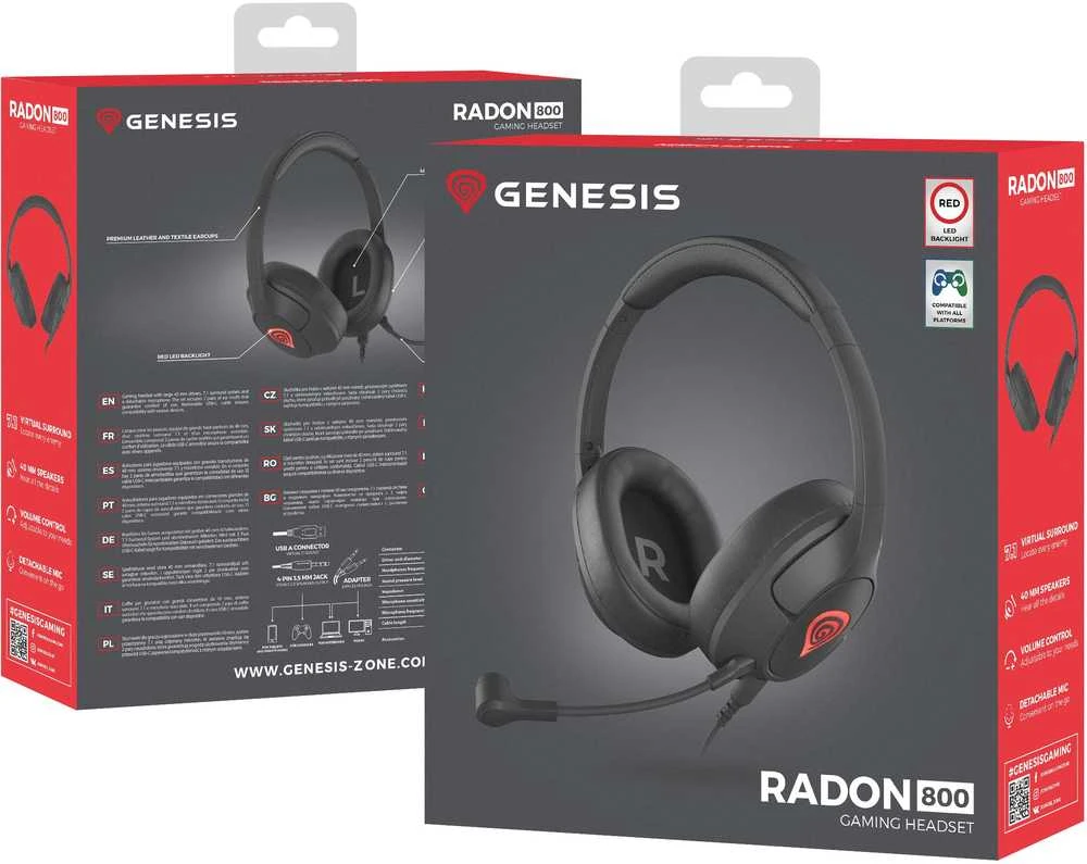 Genesis | Ausinės Žaidimams | Radon 800 | su laidu | Ant ausų uždedamos | Juodas