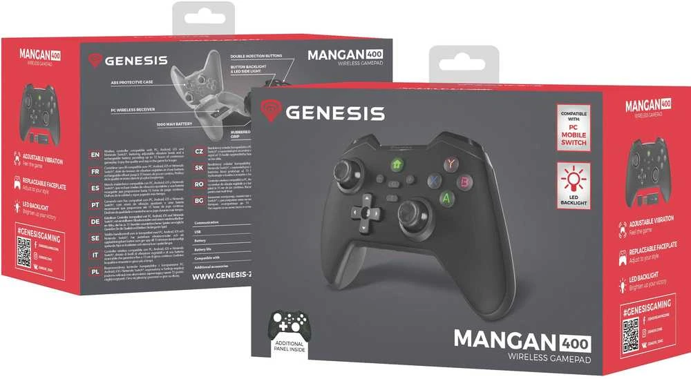Genesis | Gaming Gamepad | Mangan 400 | Juodas | Wireless