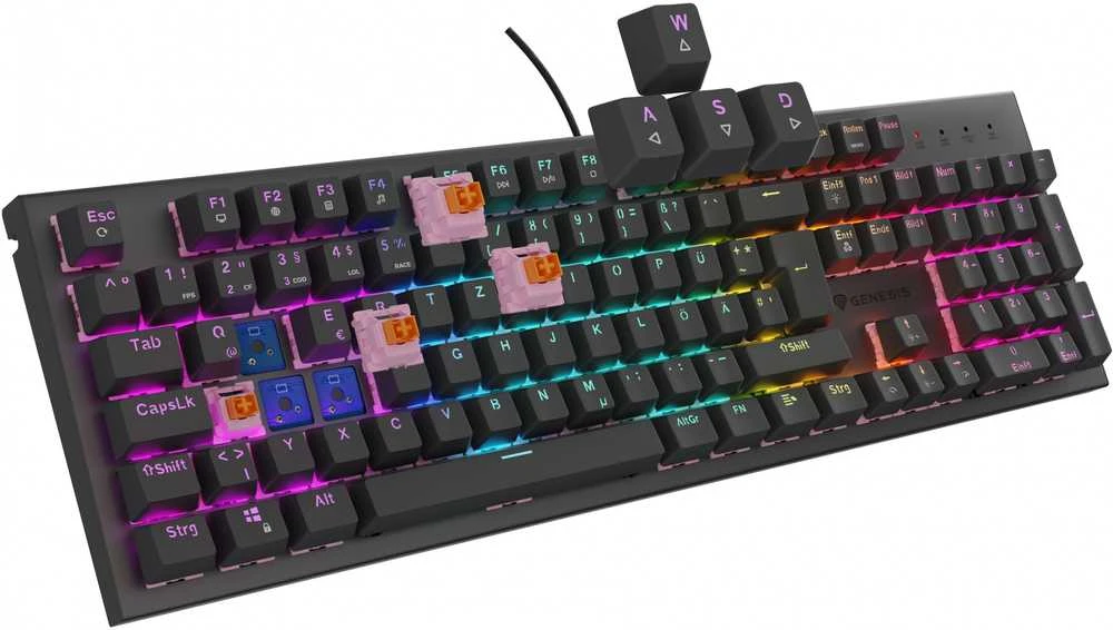 GNS GENESIS NKG-2179 klaviatūra Žaidimams USB QWERTZ Vokiečių Juoda
