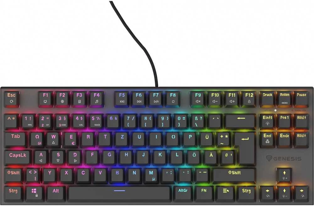 GNS GENESIS NKG-1886 klaviatūra Žaidimams USB QWERTZ Vokiečių Juoda