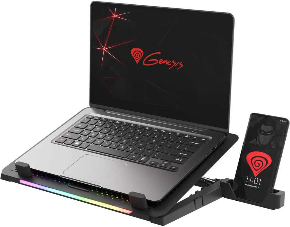 NATEC Genesis nešiojamojo kompiuterio aušinimo padėklas Oxid 450 RGB 15,6"