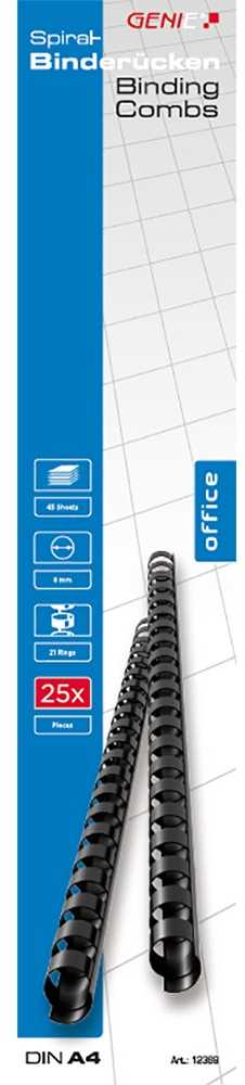 Genie Grzbiety spiralne 8mm juoda 25 Stk