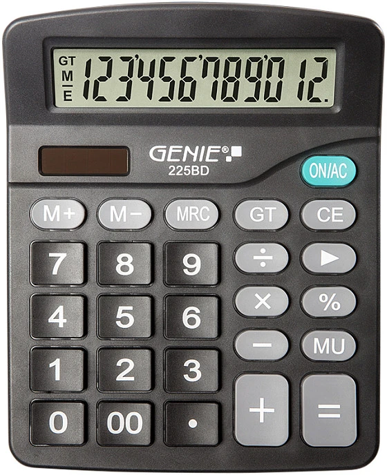 Genie 225 BD stalinis skaičiuotuvas su 12 skaitmenų ekranu