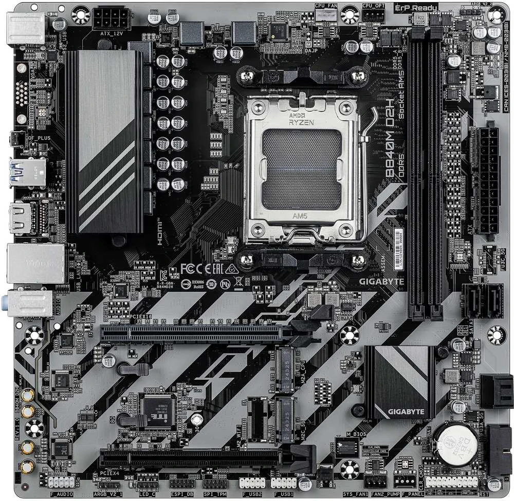 Pagrindinė plokštė GIGABYTE B840M D2H AM5 1xHDMI