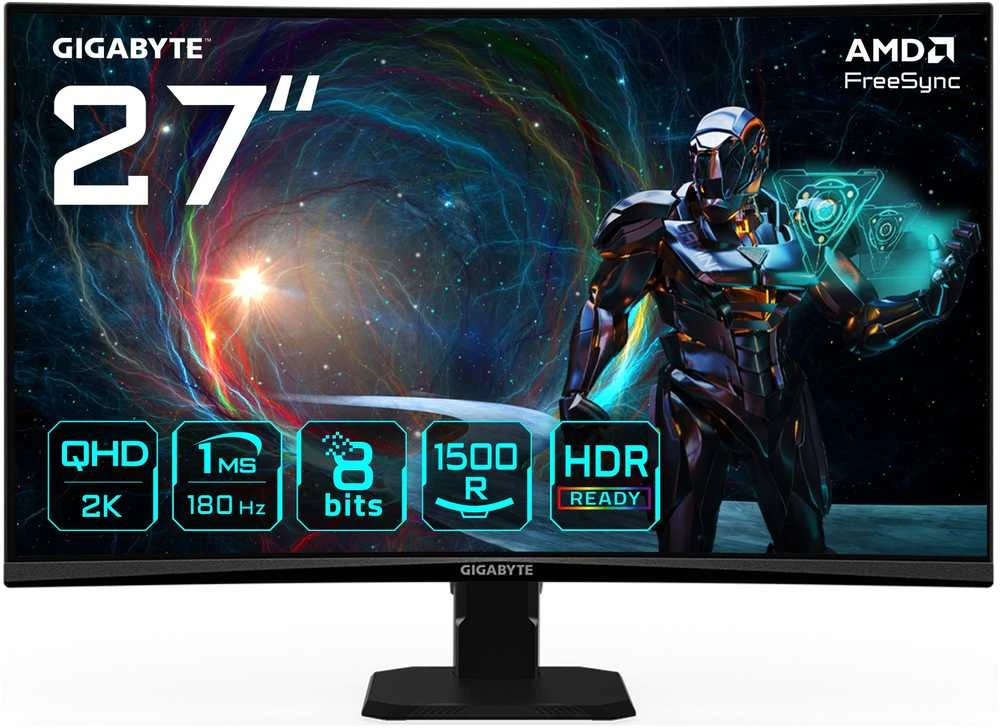 Monitorius Gigabyte | GS27QCA EU | 27 " | VA | 180 Hz | 1 ms | 2560 x 1440 pikselių | 250 cd/m² | HDMI jungtys quantity 2