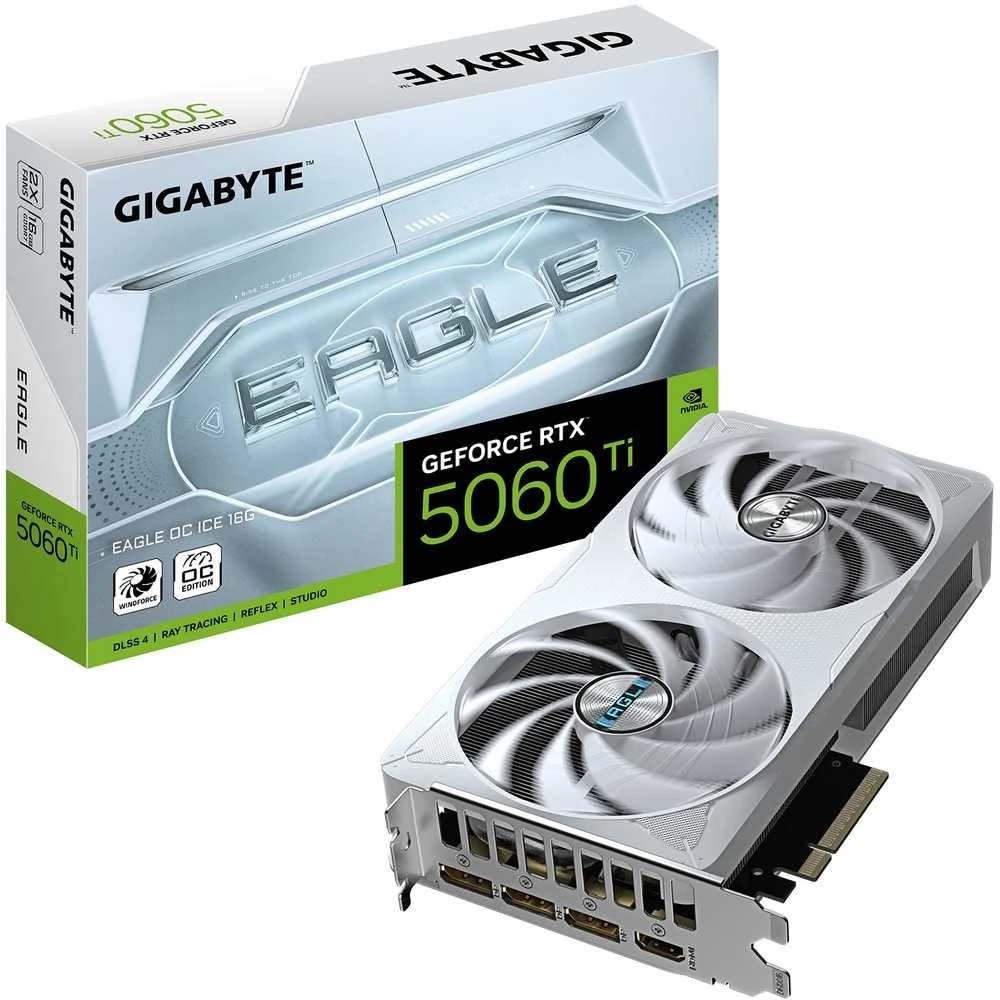 Vaizdo plokštė Gigabyte GeForce RTX 5060 Ti EAGLE OC ICE 16GB (GV-N506TEAGLEOC ICE-16GD) - Grafikos plokštė