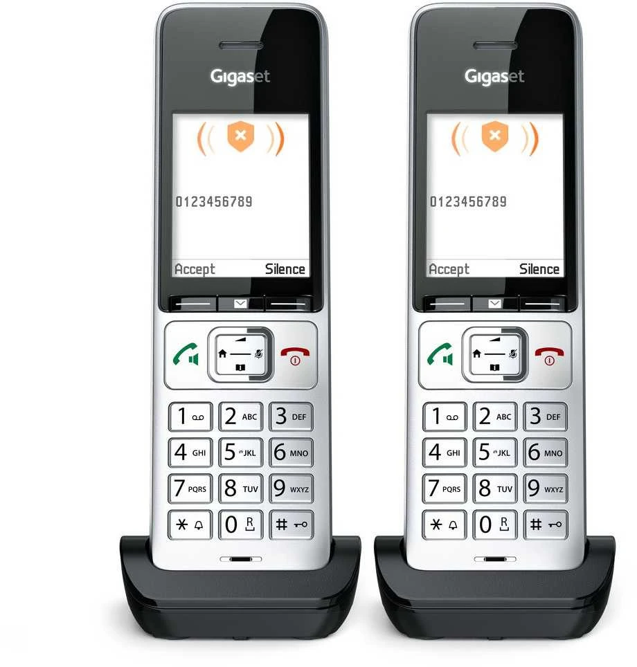 GIS Gigaset COMFORT 500HX duo Analoginio ryšio / DECT telefonas Skambintojo ID Juoda, Sidabras