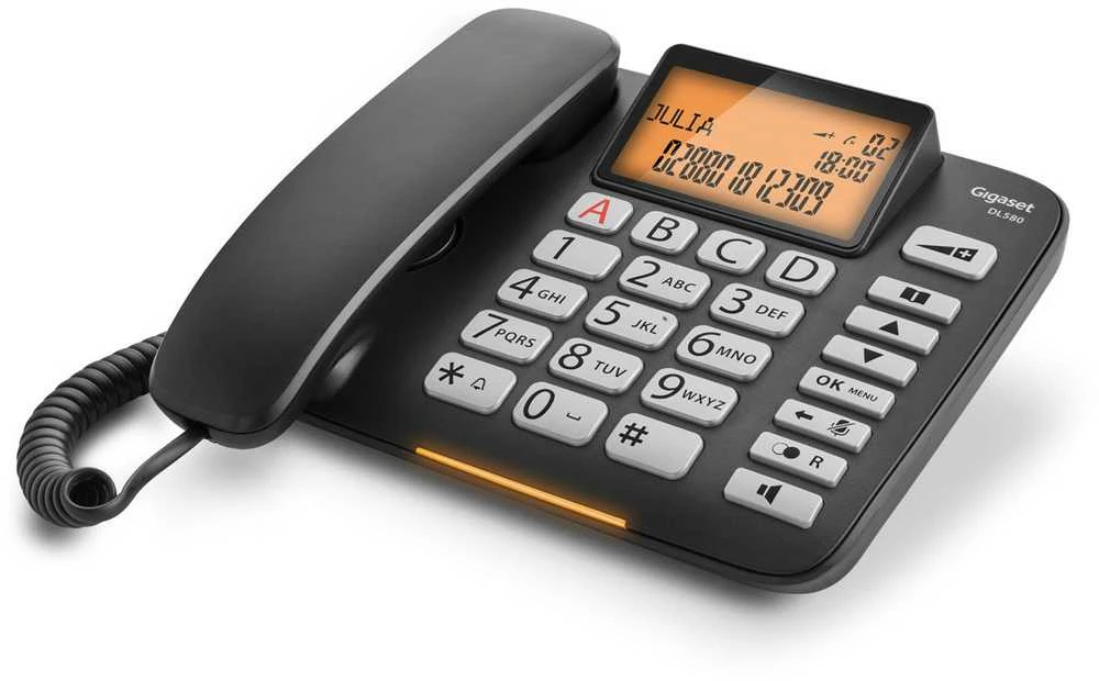 GIS Gigaset DL580 Analoginis telefonas Skambintojo ID Juoda