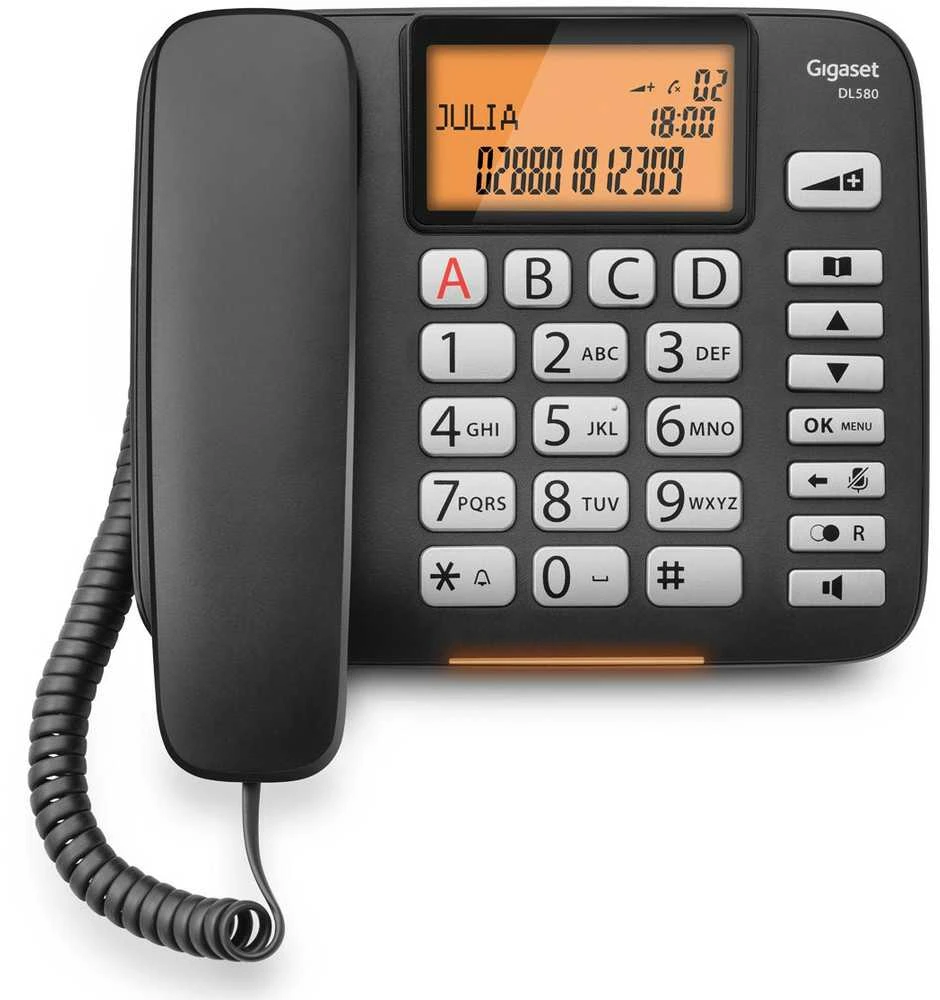 GIS Gigaset DL580 Analoginis telefonas Skambintojo ID Juoda